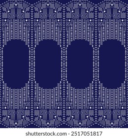 ponto bordado japonês Sashiko abstrata perfeita ornamentos branco linha artwork indigo azul fundo vetor design modelo decoração mão desenhada impressão agulha trabalho colcha tecido padrão geométrico

