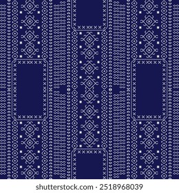 stitch Japanese embroidery Sashiko abstract seamless ornaments white line artwork indigo blue background vector design template decoration hand drawn print needle work quilt fabric geometric pattern
