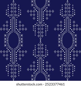 ponto bordado japonês Sashiko abstrata perfeita ornamentos branco linha artwork indigo azul fundo vetor design modelo decoração mão desenhada impressão agulha trabalho colcha tecido padrão geométrico

