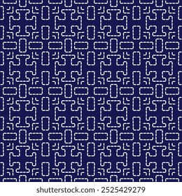  ponto bordado japonês Sashiko abstrata perfeita ornamentos branco linha artwork indigo azul fundo vetor design modelo decoração mão desenhada impressão agulha trabalho colcha tecido padrão geométrico
