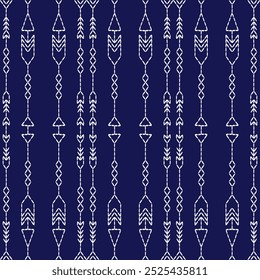  stitch Japanese embroidery Sashiko abstract seamless ornaments white line artwork indigo blue background vector design template decoration hand drawn print needle work quilt fabric geometric pattern
