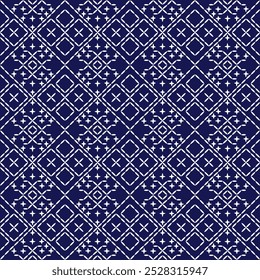  stitch Japanese embroidery Sashiko abstract seamless ornaments white line artwork indigo blue background vector design template decoration hand drawn print needle work quilt fabric geometric pattern
