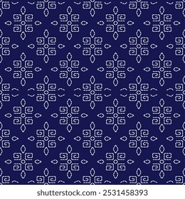 stitch Japanese embroidery Sashiko abstract seamless ornaments white line artwork indigo blue background vector design template decoration hand drawn print needle work quilt fabric geometric pattern

