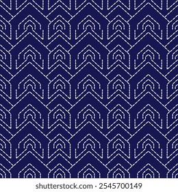 stitch Japanese Sashiko pattern embroidery abstract seamless geometric ornaments white stitch line artwork indigo blue background fashion design template decoration hand drawn printed needlework quilt