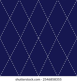 ponto japonês Sashiko padrão bordado abstrato ornamentos geométricos sem costura branco linha artwork indigo azul fundo moda design modelo decoração mão desenhada agulha impressa colcha