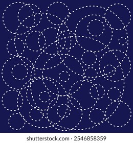 ponto japonês Sashiko padrão bordado abstrato ornamentos geométricos sem costura branco linha artwork indigo azul fundo moda design modelo decoração mão desenhada agulha impressa colcha