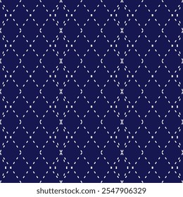 ponto japonês Sashiko padrão bordado abstrato ornamentos geométricos sem costura branco linha artwork indigo azul fundo moda design modelo decoração mão desenhada agulha impressa colcha