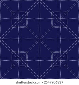 ponto japonês Sashiko padrão bordado abstrato ornamentos geométricos sem costura branco linha artwork indigo azul fundo moda design modelo decoração mão desenhada agulha impressa colcha