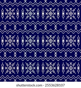 stitch Japanese Sashiko pattern embroidery abstract seamless geometric ornaments white stitch line artwork indigo blue background fashion design template decoration hand drawn printed needlework quilt