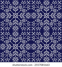 stitch Japanese Sashiko pattern embroidery abstract seamless geometric ornaments white stitch line artwork indigo blue background fashion design template decoration hand drawn printed needlework quilt