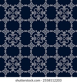 stitch Japanese Sashiko pattern embroidery abstract seamless geometric ornaments white stitch line artwork indigo blue background fashion design template decoration hand drawn printed needlework quilt