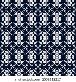 stitch Japanese Sashiko pattern embroidery abstract seamless geometric ornaments white stitch line artwork indigo blue background fashion design template decoration hand drawn printed needlework quilt