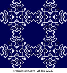 stitch Japanese Sashiko pattern embroidery abstract seamless geometric ornaments white stitch line artwork indigo blue background fashion design template decoration hand drawn printed needlework quilt