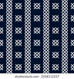 stitch Japanese Sashiko pattern embroidery abstract seamless geometric ornaments white stitch line artwork indigo blue background fashion design template decoration hand drawn printed needlework quilt