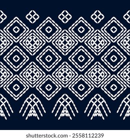 stitch Japanese Sashiko pattern embroidery abstract seamless geometric ornaments white stitch line artwork indigo blue background fashion design template decoration hand drawn printed needlework quilt