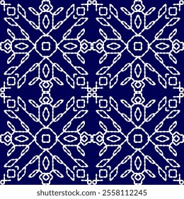 stitch Japanese Sashiko pattern embroidery abstract seamless geometric ornaments white stitch line artwork indigo blue background fashion design template decoration hand drawn printed needlework quilt