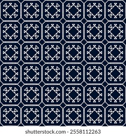 stitch Japanese Sashiko pattern embroidery abstract seamless geometric ornaments white stitch line artwork indigo blue background fashion design template decoration hand drawn printed needlework quilt