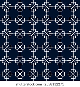 stitch Japanese Sashiko pattern embroidery abstract seamless geometric ornaments white stitch line artwork indigo blue background fashion design template decoration hand drawn printed needlework quilt