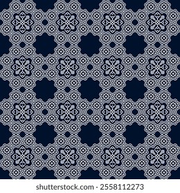 stitch Japanese Sashiko pattern embroidery abstract seamless geometric ornaments white stitch line artwork indigo blue background fashion design template decoration hand drawn printed needlework quilt