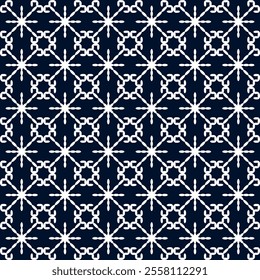 stitch Japanese Sashiko pattern embroidery abstract seamless geometric ornaments white stitch line artwork indigo blue background fashion design template decoration hand drawn printed needlework quilt