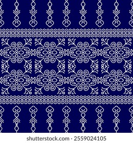 stitch Japanese Sashiko pattern embroidery abstract seamless geometric ornaments white stitch line artwork indigo blue background fashion design template decoration hand drawn printed needlework quilt