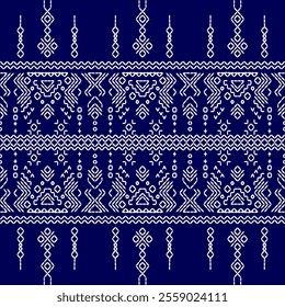 stitch Japanese Sashiko pattern embroidery abstract seamless geometric ornaments white stitch line artwork indigo blue background fashion design template decoration hand drawn printed needlework quilt