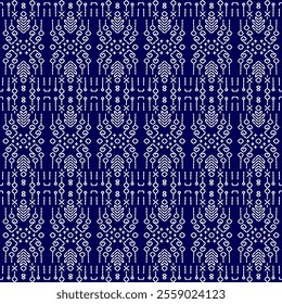 stitch Japanese Sashiko pattern embroidery abstract seamless geometric ornaments white stitch line artwork indigo blue background fashion design template decoration hand drawn printed needlework quilt