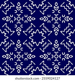 stitch Japanese Sashiko pattern embroidery abstract seamless geometric ornaments white stitch line artwork indigo blue background fashion design template decoration hand drawn printed needlework quilt