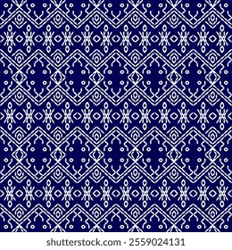 stitch Japanese Sashiko pattern embroidery abstract seamless geometric ornaments white stitch line artwork indigo blue background fashion design template decoration hand drawn printed needlework quilt