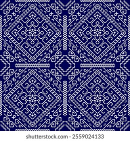 stitch Japanese Sashiko pattern embroidery abstract seamless geometric ornaments white stitch line artwork indigo blue background fashion design template decoration hand drawn printed needlework quilt