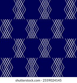 stitch Japanese Sashiko pattern embroidery abstract seamless geometric ornaments white stitch line artwork indigo blue background fashion design template decoration hand drawn printed needlework quilt