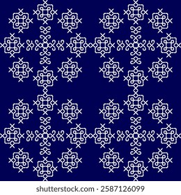 stitch Japanese Sashiko pattern embroidery abstract seamless geometric ornaments white stitch line artwork indigo blue background fashion design template decoration hand drawn printed needlework quilt