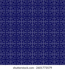 stitch Japanese Sashiko pattern embroidery abstract seamless geometric ornaments white stitch line artwork indigo blue background fashion design template decoration hand drawn printed needlework quilt