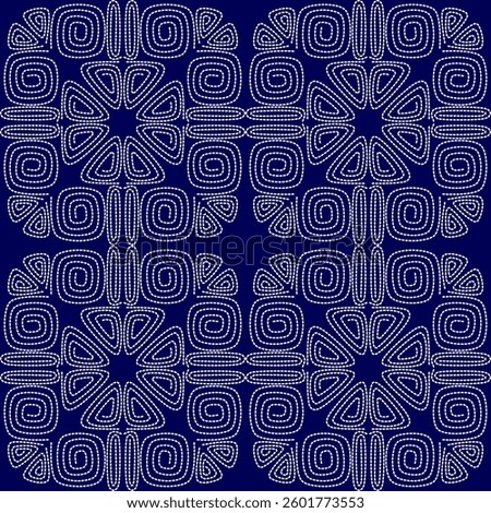 stitch Japanese Sashiko pattern embroidery abstract seamless geometric ornaments white stitch line artwork indigo blue background fashion design template decoration hand drawn printed needlework quilt