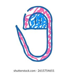 stitch marker knitting wool doodle icon sketch vector. stitch marker knitting wool sign. isolated symbol illustration