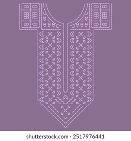 stitch neckline embroidery Sashiko abstract cloth ornaments  line artwork vector design template decoration hand drawn print needle work quilt fabric geometric pattern ethic vintage boho motif
