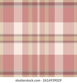 Stitch seamless fabric background, handsome tartan pattern textile. Self check vector texture plaid in light and red colors palette.