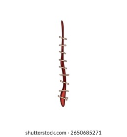 desenho animado de sutura de ponto. ferida de fechamento, linha de cura, sinal de sutura de ponto absorvível não absorvível.