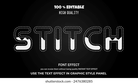 Stitch text effect. Editable text effect.