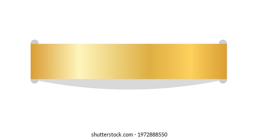 Stitch thread 3D. Gold sew seam, isolated white background. Bright golden ribbon stripe. Embroidery handmade border, frame. Strip handwork. Loop decor sewing. Decoration design. Vector illustration