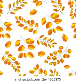 Folhas e ramos de outono costurados padrão contínuo