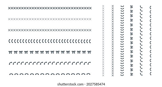 Stitched borders, sewing machine seams for fabric. Sewing machine stitches zig zag line