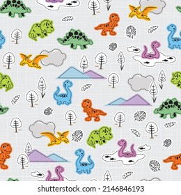 Stitched, Colorful and cute Dinosaurs