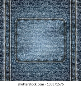 Stitched denim background with copyspace - eps10