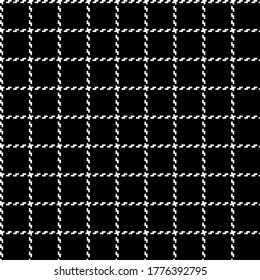 Stitched fabric pattern vector in black and white. Winter plaid Scottish seamless pattern.Texture from plaid,tablecloths, clothes, shirts, dresses, jacket, skirt, paper, blankets and other textile.