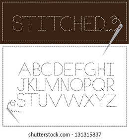 Stitched Font Alphabet A through Z. EPS 8 vector, grouped for easy editing. No open shapes or paths.