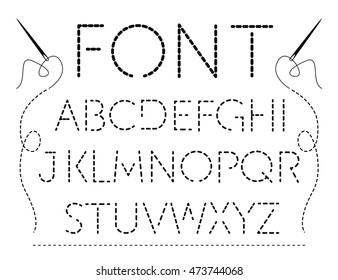 Stitched Font Alphabet A through Z. EPS 8 vector, grouped for easy editing. No open shapes or paths.