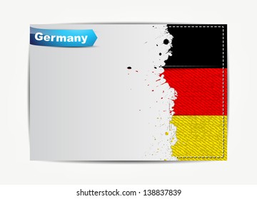 Stitched Germany flag with grunge paper frame for your text. (Vector EPS10)