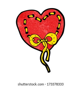 caricatura de corazón cosida