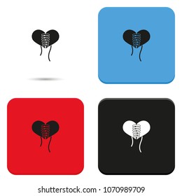 Stitched heart flat vector icon.